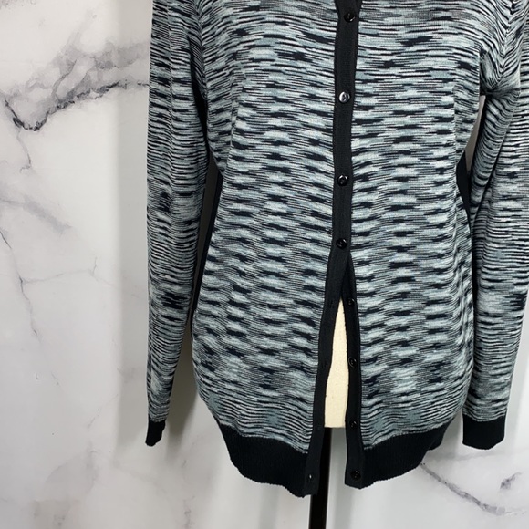 VILA MILANO gray and black space dye button up cardigan sweater Large - Picture 3 of 6